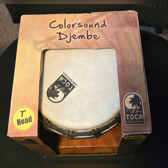Toca Freestyle Colorsound 7" Djembe In Metallic Orange in Box - Picture 3 of 6